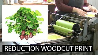 Strawberry Plant | Reduction Woodcut on a Vandercook Letterpress