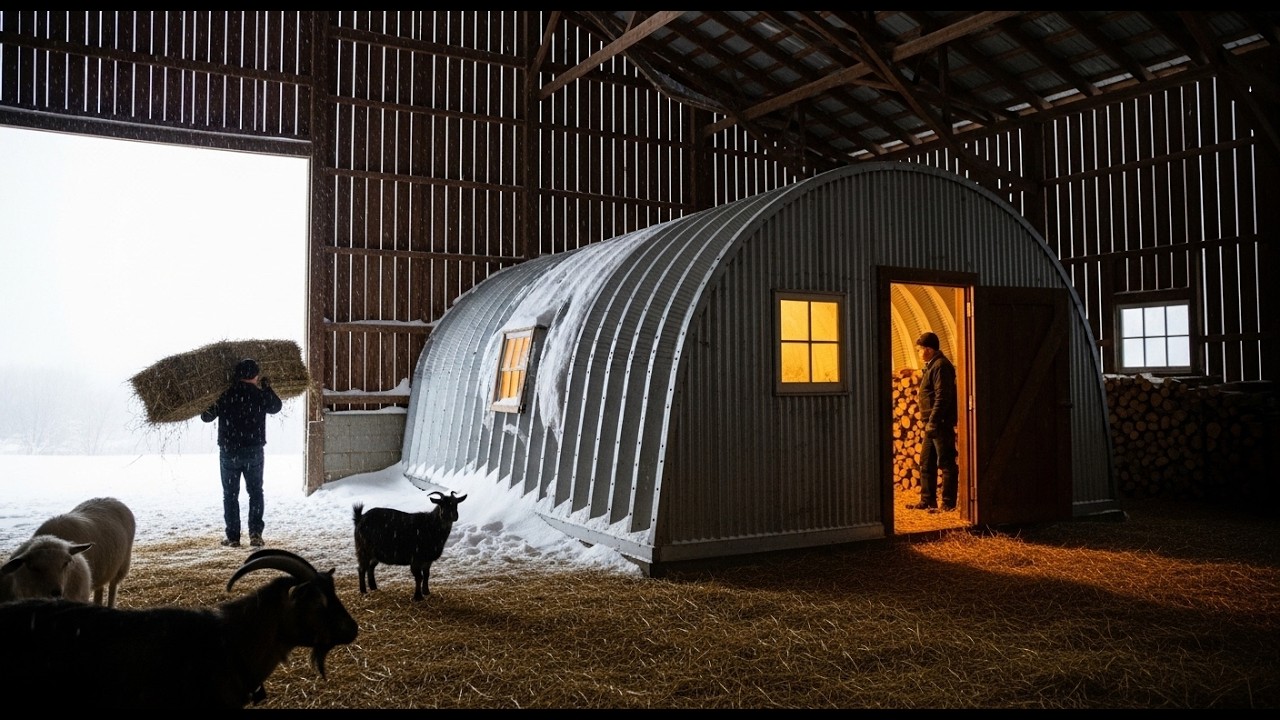 How He Built a Tiny Quonset Cabin Inside a Barn—and Survived the Coldest Blizzard in 45 Years