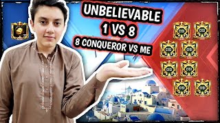 8 CONQUEROR PLAYERS VS ME🔥UNBELIEVABLE 1 VS 8 M24 KING | IPAD PRO PUBG HANDCAM