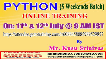 PYTHON (5 Weekends Batch) Online Training @ DURGASOFT