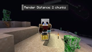 Beating Minecraft With Minimum Render Distance Possible........