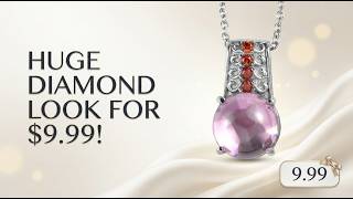 EverTrue Simulated Pink & Orange Diamond Pendant Necklace 16.20ctw