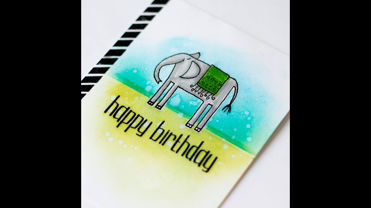 How to create a one layer stamped card with ink blended background ...