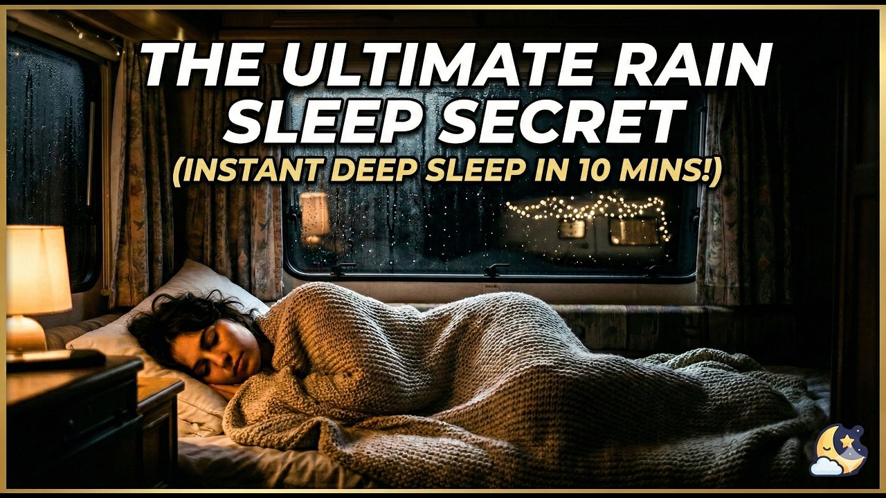 Sleep Fast in Cozy Van with Rain Sound on Window Black Screen