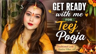 Information Get Ready With Me for Teej Pooja 🌿✨ | Traditional Indian Makeup & Festive Look @MadhaviGlams #viral Guide