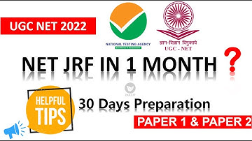 🔴UGC NET JRF in 30 Days? Useful Tips