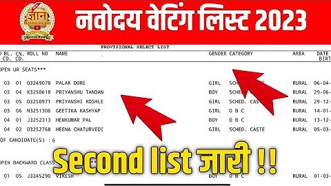🔴Second List जारी{🙏}/Navodaya Vidyalaya Waiting List 2023|Navodaya Result 2023 Waiting List Class 6