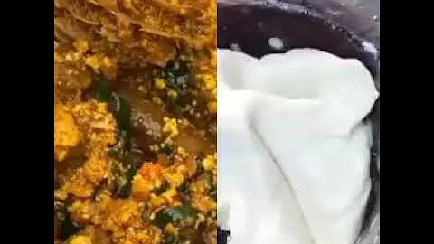 Delicious egusi soup with pounded yam