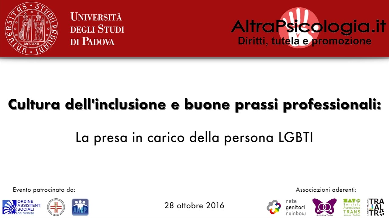 La presa in carico della persona LGBTI - Saluti istituzionali
