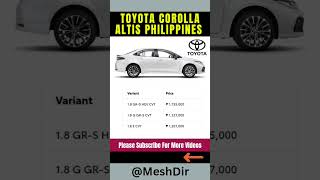 Toyota Corolla Altis Price Philippines 2025 #shorts #toyotacorolla #philippines
