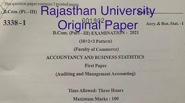 B.com 3rd year exam paper 2021 ( Auditing and Management Accounting ) | Dr. Ruchi Khandelwal
