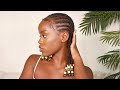 How To Do Smedium Knotless Feed In Cornrow Straight Back Shoulder Length Braids With Wooden Beads