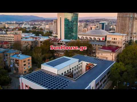 თბილისის 61-ე საჯარო სკოლის სახურავზე  ქსელს მიერთებული მზის სადგურის მონტაჟი