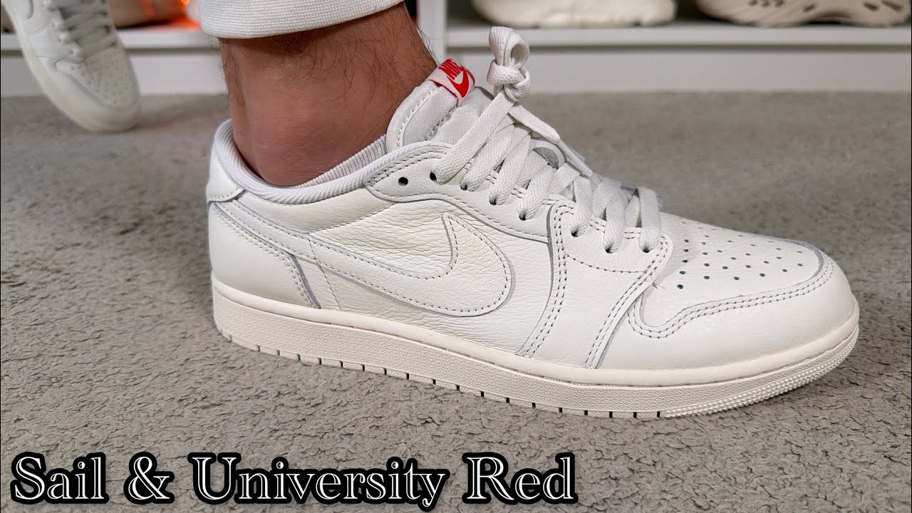 Air Jordan 1 Low OG Sail & University Red Review& On foot - YouTube