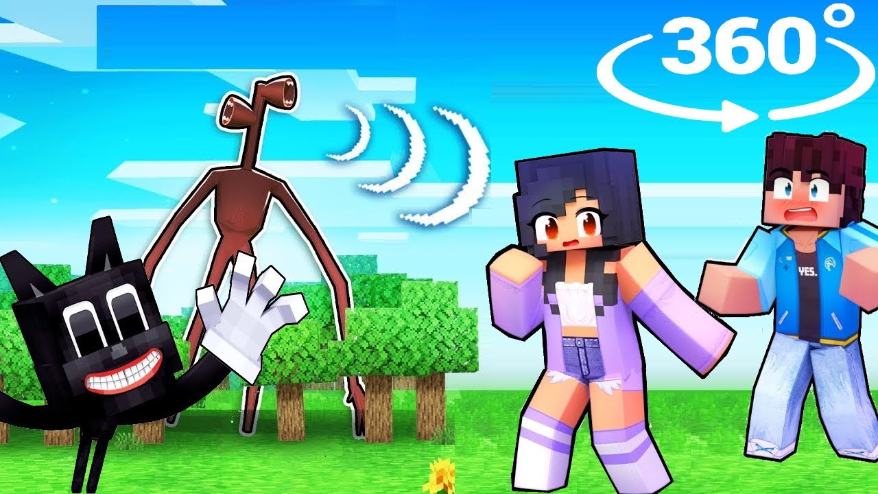 Aphmau saving friends from Siren Head and Cartoon Cat Minecraft 360