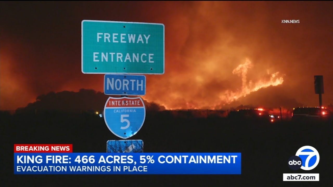Brush fire explodes to nearly 500 acres near 5 Freeway - YouTube