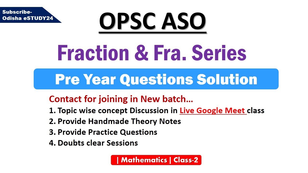 Opsc Math Number series || Mathematics for OPSC ASO || Join New Special batch ...
