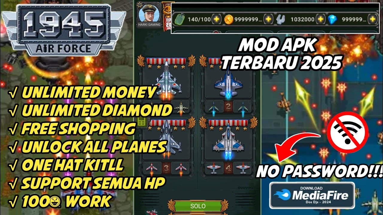 UPDATE! 1945 AIR FORCE Mod Apk Terbaru 2025 Android offline