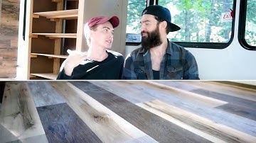 DIY Shuttle Bus Conversion: Faux Reclaimed-Wood Floors, Custom Wardrobe, Installing Walls