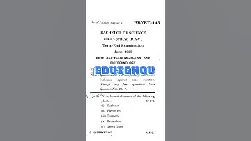 BBYET 143 Economic Botany & Biotechnology | IGNOU June 2025 Question Paper Solution | IGNOU Shorts
