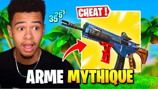 ARME MYTHIQUE CHALLENGE ! FAIRE TOP 1 avec l&#39;ARME MYTHIQUE du CHAPITRE 3 FORTNITE ! (trooop cheaté)