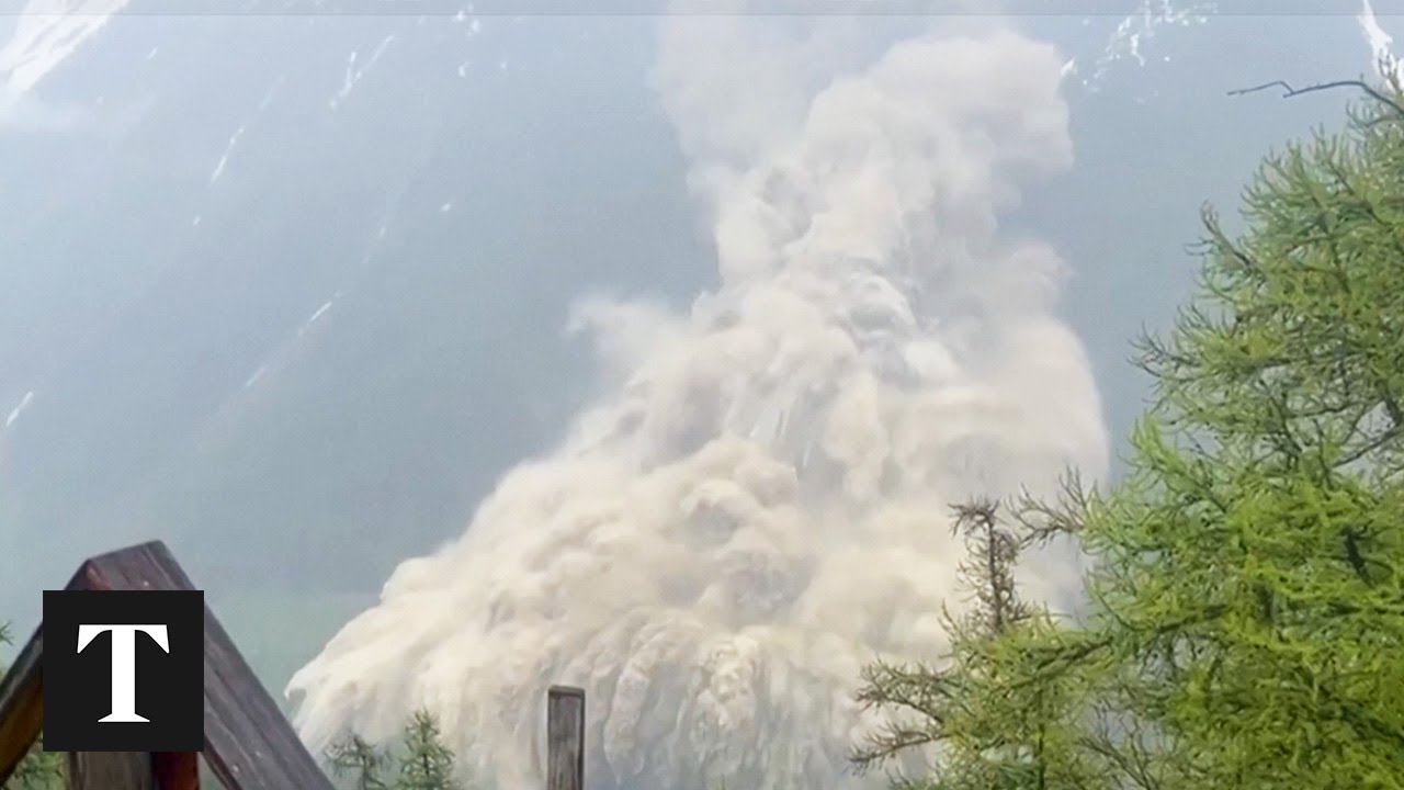 Moment Avalanche Buries Swiss Village - YouTube