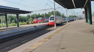 Фирменная "Арктика ", под электровозом ЭП2К-239, прибывает на Ладожский вокзал. 01.08.2025г.