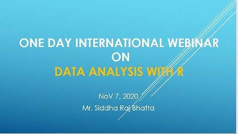 Webinar on Data Analysis with R