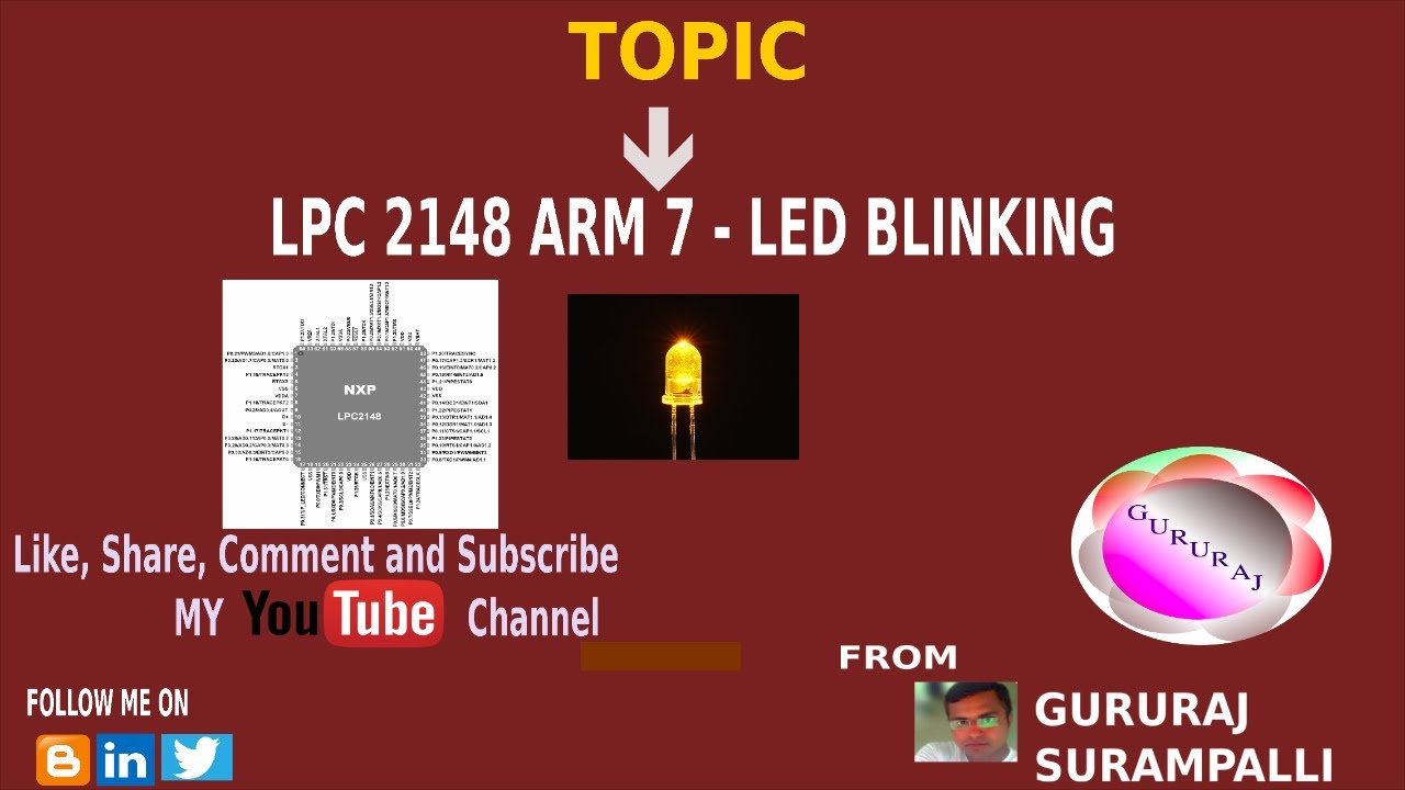 ARM 7 NXP LPC2148 - BLINKING LED FROM PORT P0.8 EXECUTION - YouTube