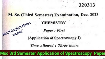 MSc 3rd sem application of spectroscopy question paper/msc chemistry 3rd sem notes in Hindi English