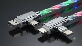 SHIPPING AVAILABLE Lot of 12 New 4-in-1 LED Light Up Fast Charging Cables, 3.3FT RGB Glow Multi...