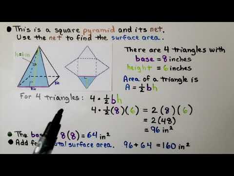 Video: Hoe vind je de oppervlakte van een piramide met behulp van een net?
