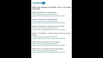 CERT-In has published Vulnerability notes on its website (04-04-2025)
