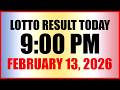 Lotto Results Today 9PM - Feb 13, 2026 🎟️