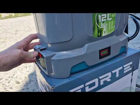 Опрыскиватель аккумуляторный 12 л FORTE CF-12 PRO Садовые опрыскиватели для деревьев, огорода, сада и виноградников, видео 1
