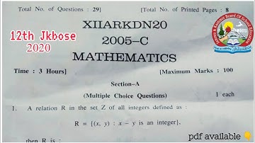 #jkbose #class #12th #math #paper #2020
