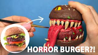 🍔👁️ Sculpting a Horror Burger from Clay | Clay Sculpture