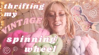 ⋆ ˚⋆୨୧˚ i thrifted a vintage spinning wheel !! ✰ fibre diaries ep.2 ✰