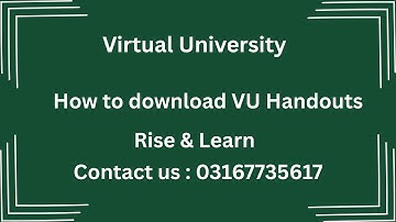 How to Download VU Handouts Easily | Virtual University | Rise & Learn #riseandlearn #rise