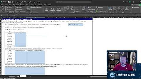 Describing Data: Displaying Qualitative Data - MyLab Stat Excel Project