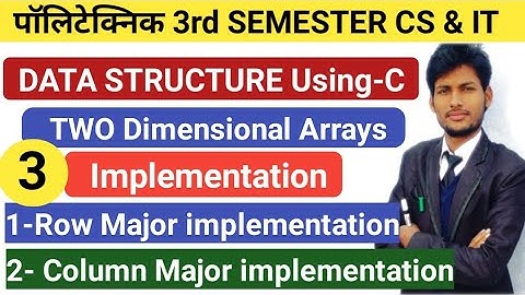 Two dimensional implementation ll Row Major order ll column Major order ll DSC in Hindi #3 poly 3sem