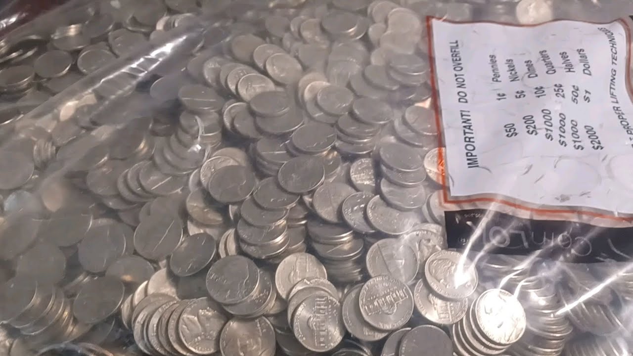 Bank Bag of Nickels. Silver, Quarters, Dimes and Pennies found! YouTube