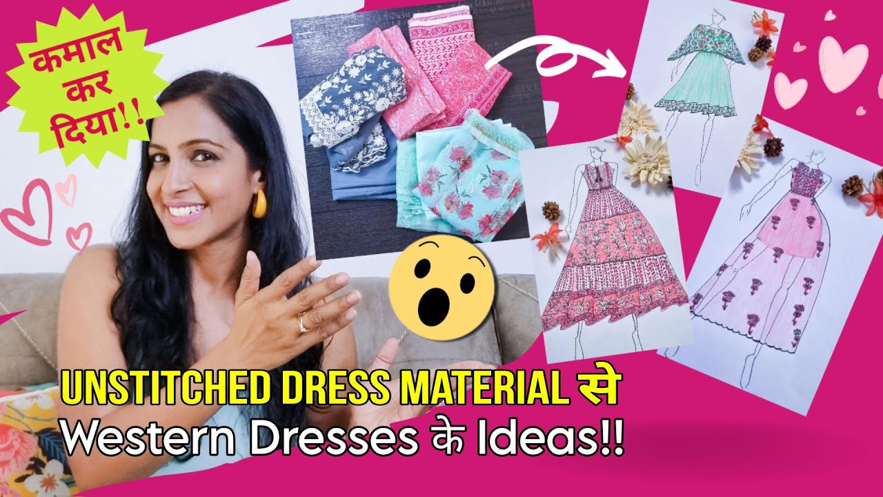 Western Dresses & Grown IDEAS from Unstitched Suit Material | Suit Fabric से बनाएं Valentine Outfits