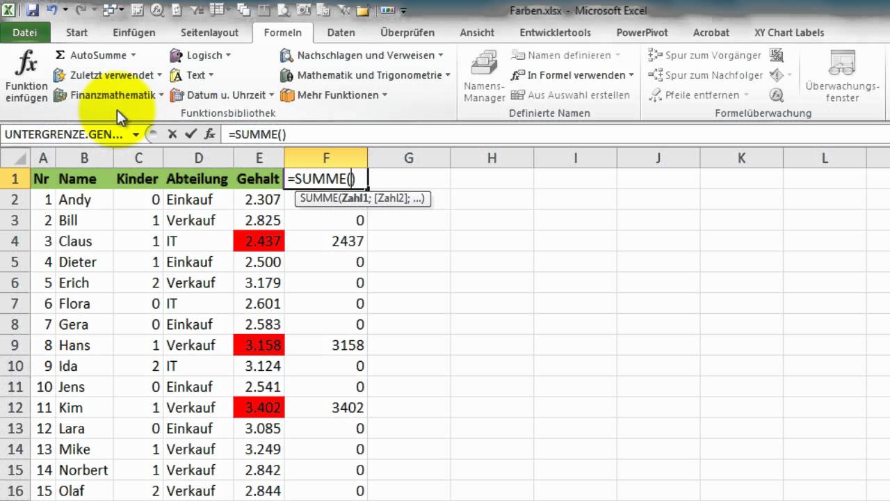 Excel 242 Zellfarben In Formeln Berucksichtigen Zelle Zuordnen