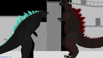 Legendary Godzilla vs Shin Godzilla Beam Clash Test Stick Nodes Animation