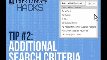 Tip#2: Additional Search Criteria