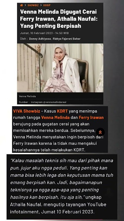 Venna Melinda Digugat Cerai Ferry Irawan, Athalla Naufal: Yang Penting Berpisah #shorts