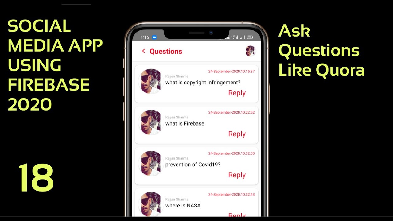 Quora App Ask Questions Like Quora Social Media App Using Firebase