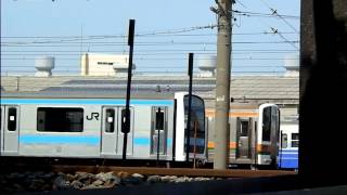 209系ウラ71編成と211系東チタN5編成疎開中新潟車両センターにて2012.4.13[HD]