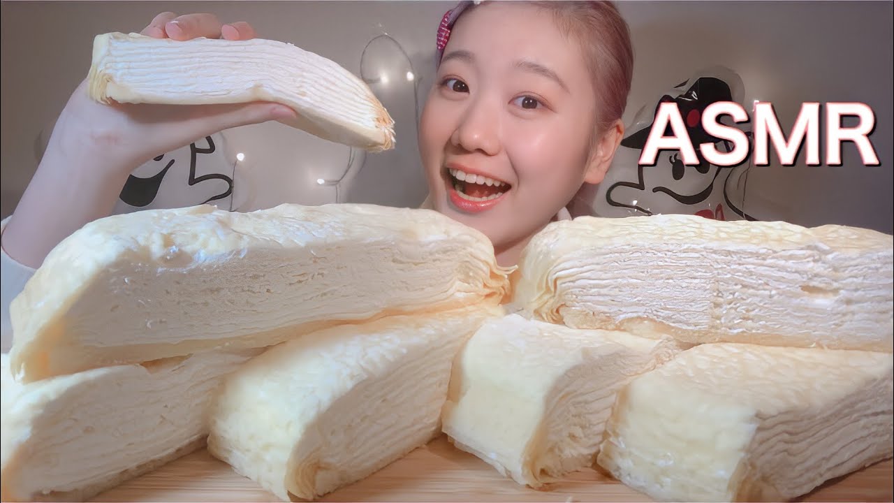 ASMR Crepe Cake【咀嚼音/Mukbang/Eating Sounds】